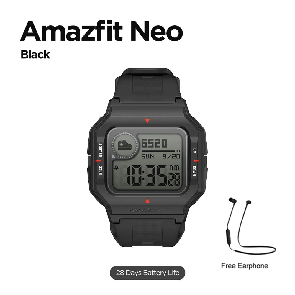 Глобальная версия Amazfit Neo Smartwatch 28 дней Срок службы батареи Ретро дизайн 5ATM 3