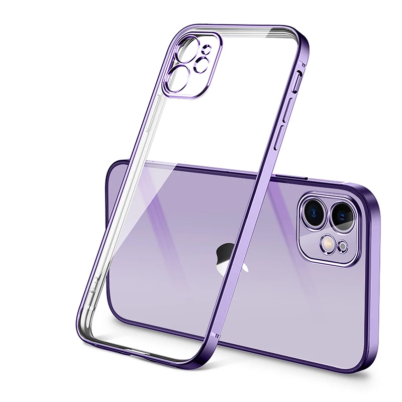 

Square Plating Frame Phone Case For iPhone 11 12 13 Pro Max Mini XS Max XR X 8 7 6s 6 Plus SE 2020 Cover Clear Silicone Case