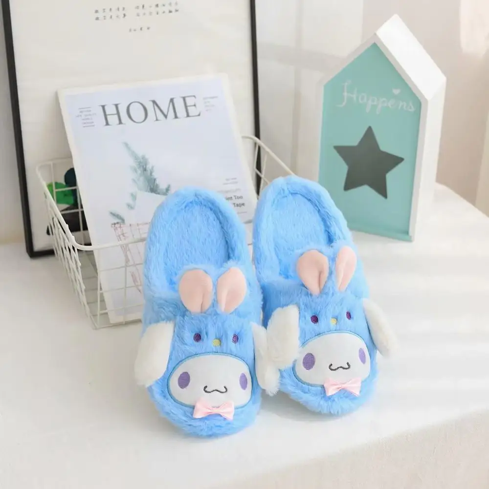 Комнатные теплые женские тапочки милые Мультяшные животные зимняя меховая