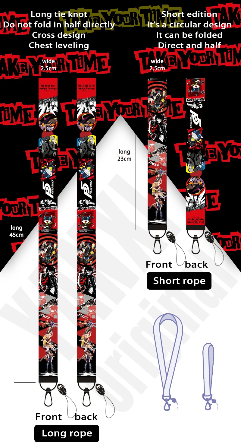 

30pcs/lot PERSONA Lanyard Watercolor Printing Lanyards Phone Case RPG Game Lanyard for Keys Badge Holders Keychain A251