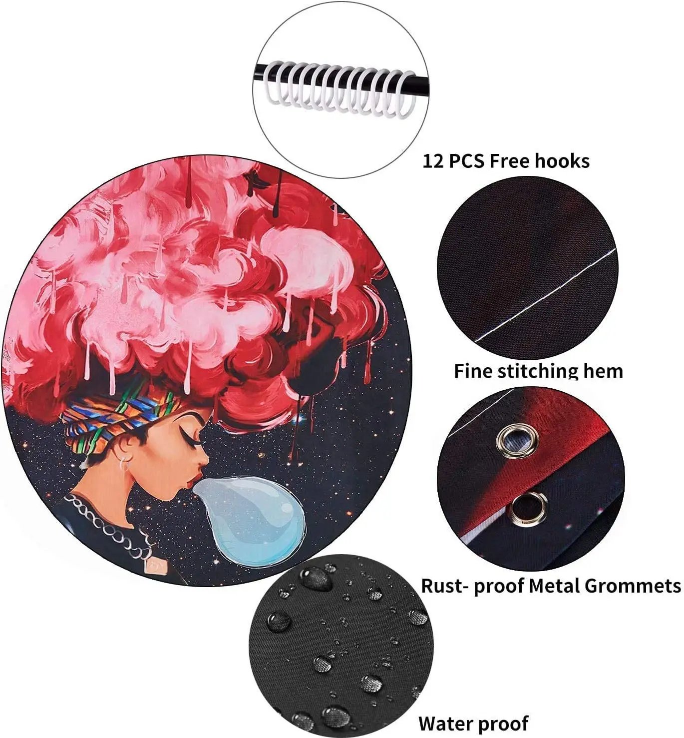 Кудрей Sexy в африканском стиле девушка занавеска для душа Водонепроницаемый