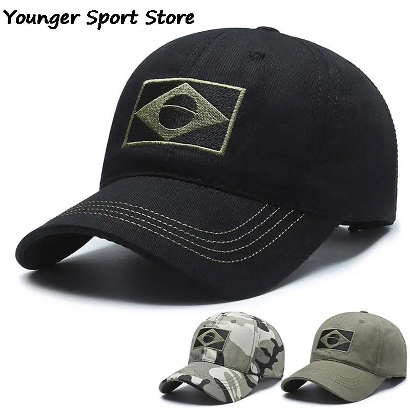 

Army Camouflage Male Baseball Cap Men Embroidered Brazil Flag Capstactical Hat Casual For Outdoor Sports Fishing Hunting Hats