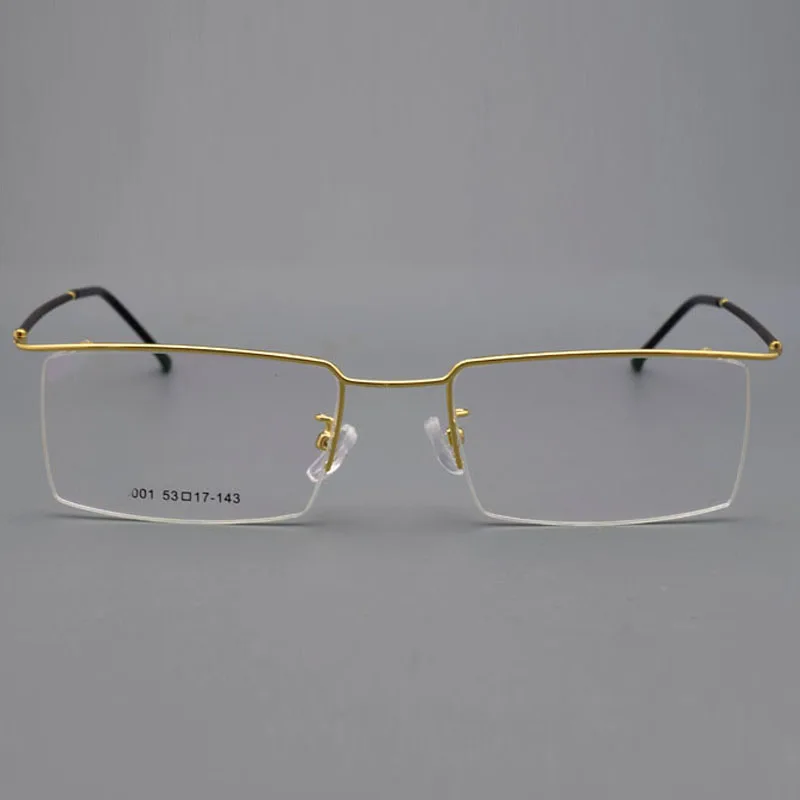 Оправа для очков для бровей мужская светло-золотистая квадратная прямая для близорукости с плоским комфортным золотым ободком и линзой по рецепту.