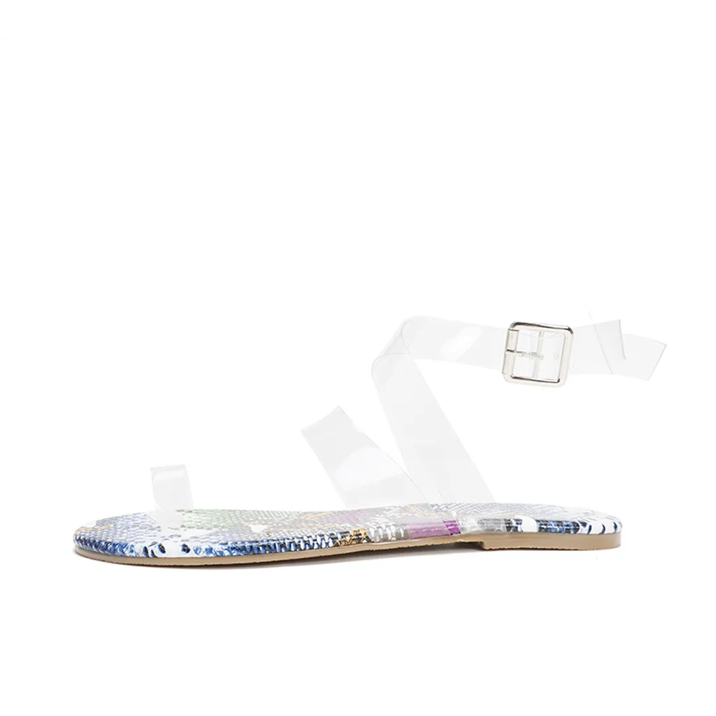 

Clear Flip-flop Sandals Women Shoes Summer Fashion Transparent Strap Sandals Flat Roman Sandals Lace Up Shoes Zapatos De Mujer