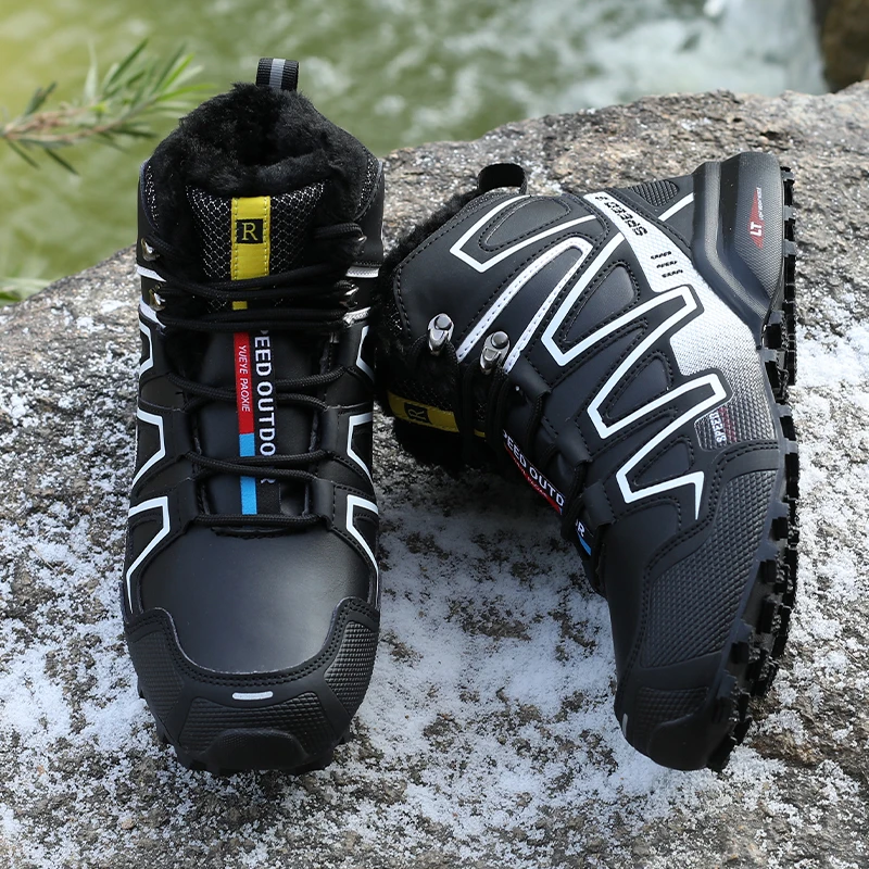 

Men Hiking Shoes Winter Snow Waterproof Plush Warm Sneakers Outdoor Casual High-Top Walking Shoes