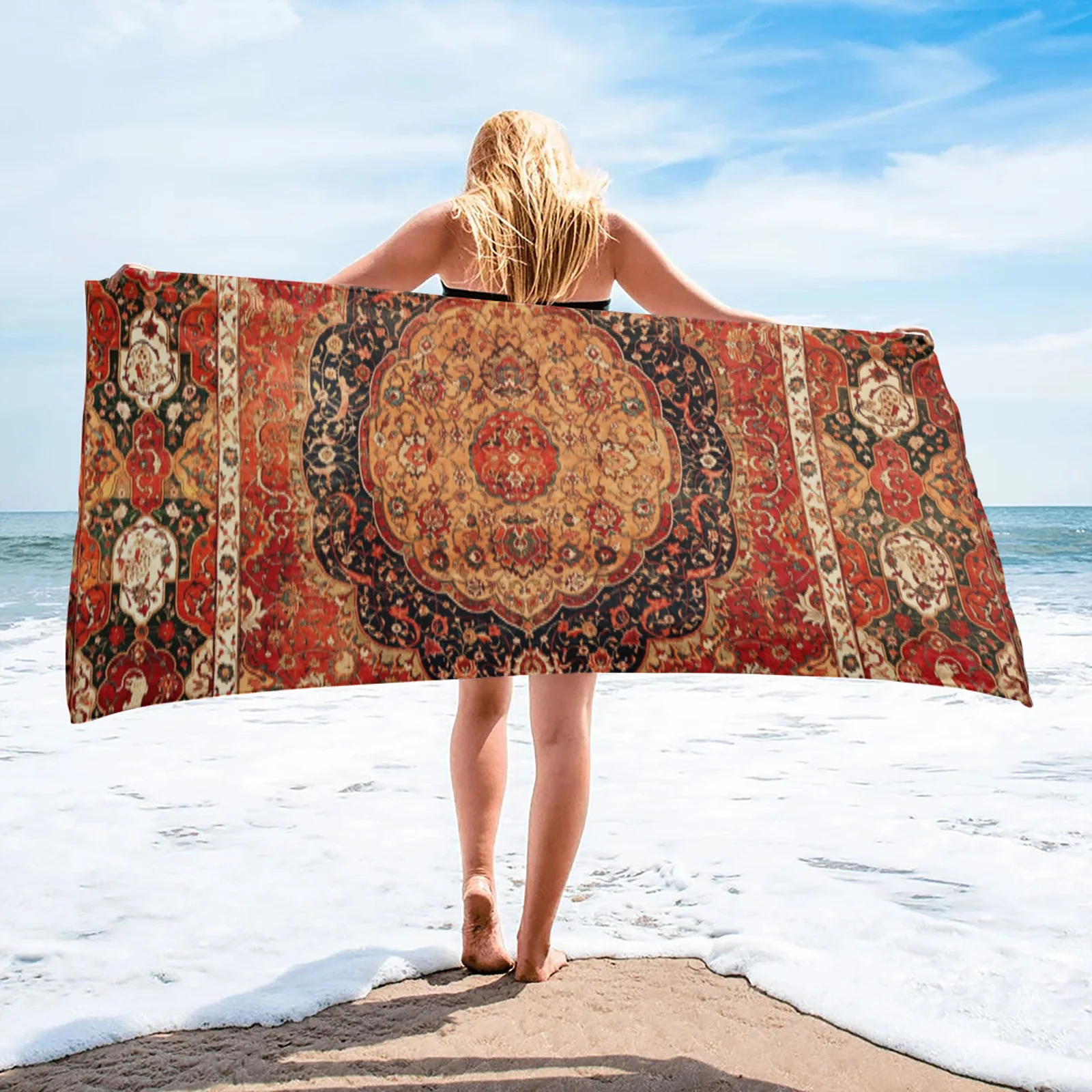 

Персидский ковер, банное полотенце из микрофибры, пляжное полотенце для путешествий, Товары для ванной комнаты, быстросохнущее банное поло...