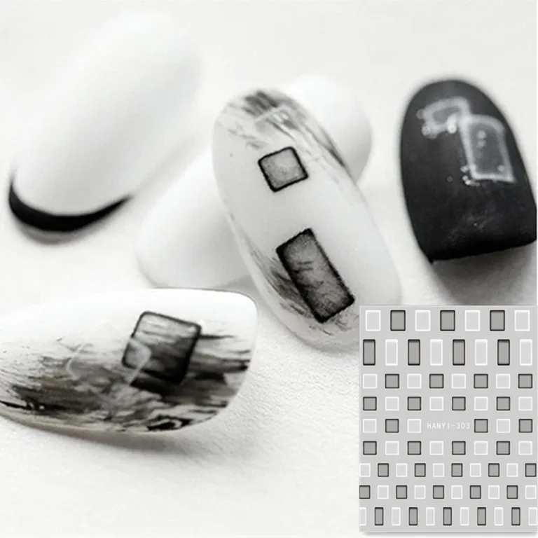 Новейшие наклейки hanyi 303 для дизайна ногтей наклейка штамповка задняя часть
