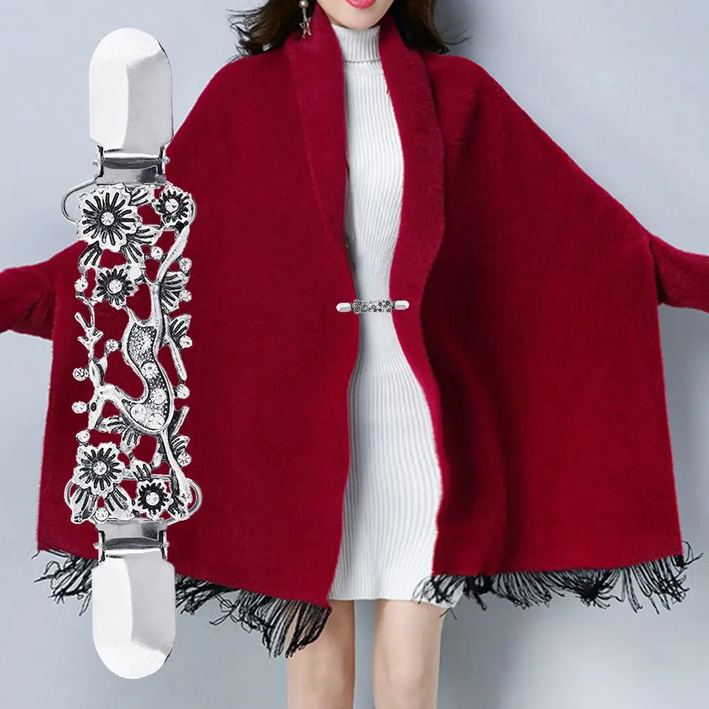 Blooming Rose With Chain Elegant And Delicate Personality Animal Deer Alloy Diamond Shawl Clip Sweater Clothing Buckle | Украшения и