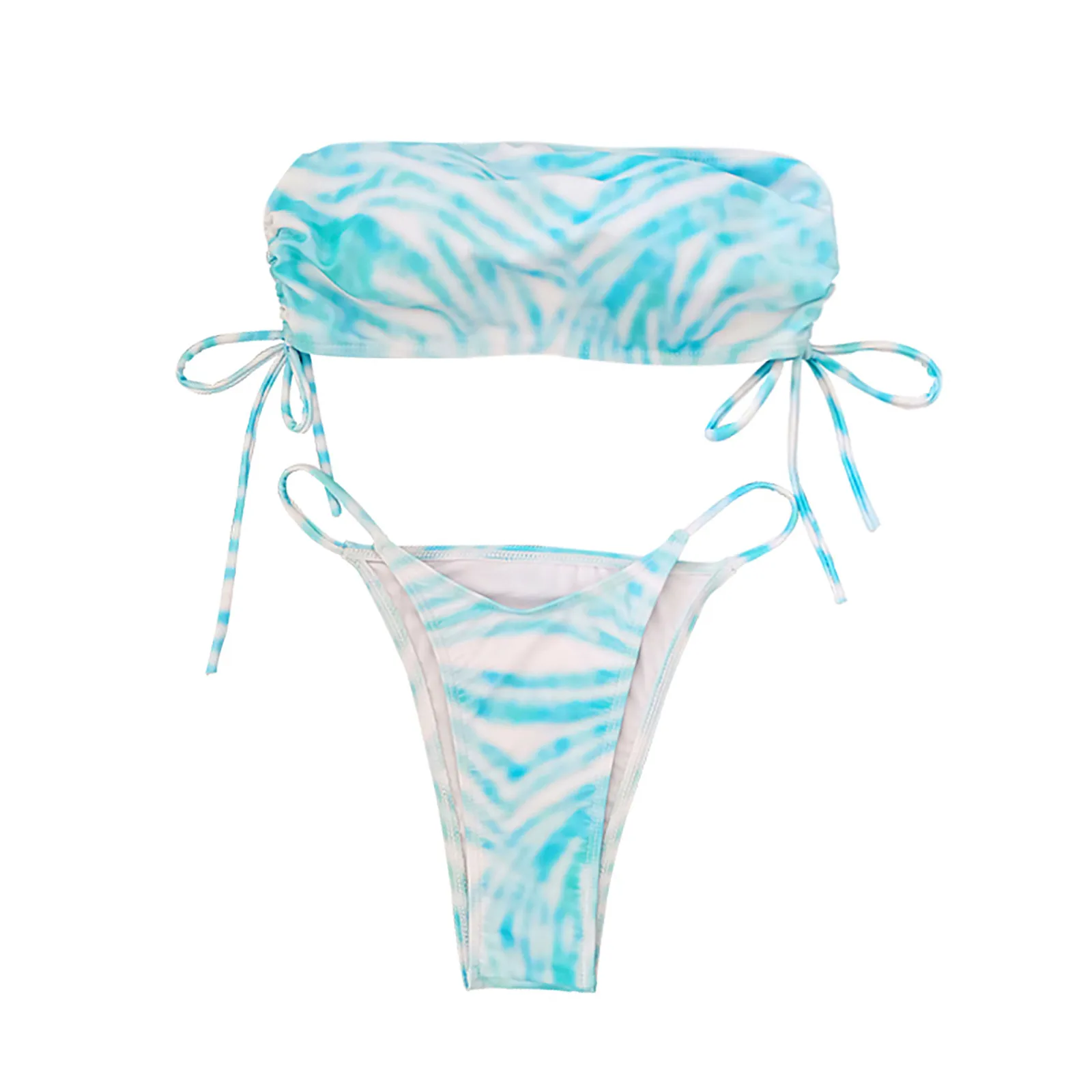 

2021 New Swimsuit+Trunks Women's Sexy High Breast Contrast Gradient Split Bikini Set One Piece Swimsuit