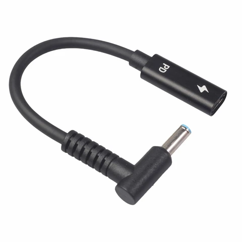 USB Type C Female to HP 4506 Male 90 ° адаптер кабель 4.5x3.0мм штекер Dc преобразователь питания с PD чипом датчика для ноутбука HP