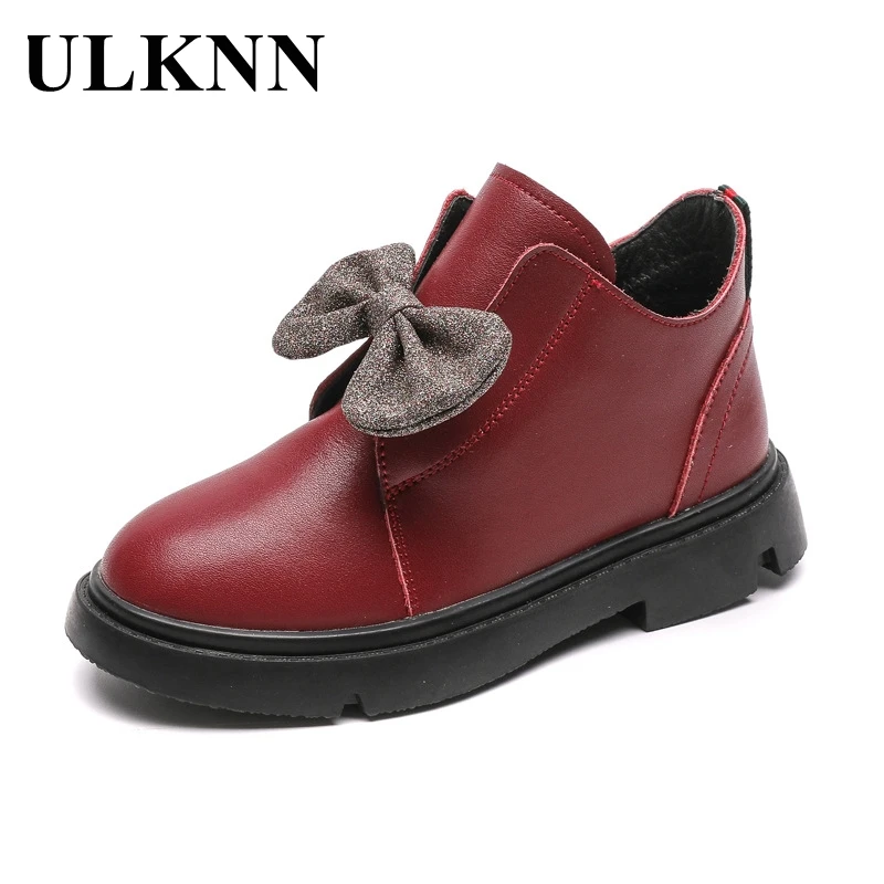 

ULKNN 2020 New Children Boots Winter Autumn Girls Leather Toddler Kids Warm Fashion Anti-slip Shoes Snow Boots 25-37