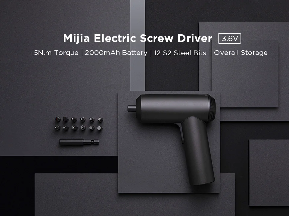 Xiaomi Mijia Electrical Screwdriver Cordless 3.6V 2000mAh Li-ion 5N.m Battery Screwdriver With 12Pcs S2 Screw Bits Smart home
