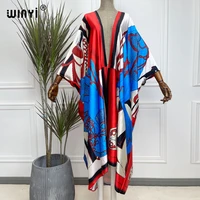 middle east sunmer winyi women cardigan coat loose long dress cocktail party boho maxi african holiday batwing sleeve silk robe
