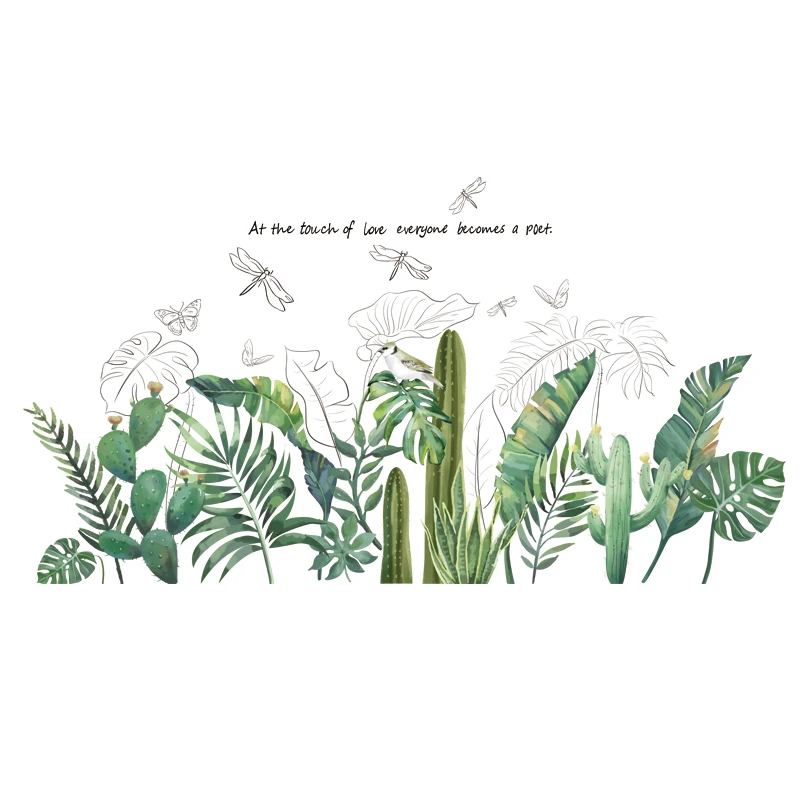 

[SHIJUEHEZI] Potted Plant Wall Sticker PVC Material DIY Green Grass Wall Decals for House Living Room Bedroom Decoration