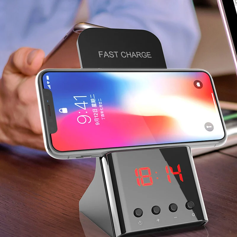 

Wireless charger Alarm clock desktop bedside fast wireless charging for iphone 11 12 pro max for Note 10 S10 S20 Mobile Phone