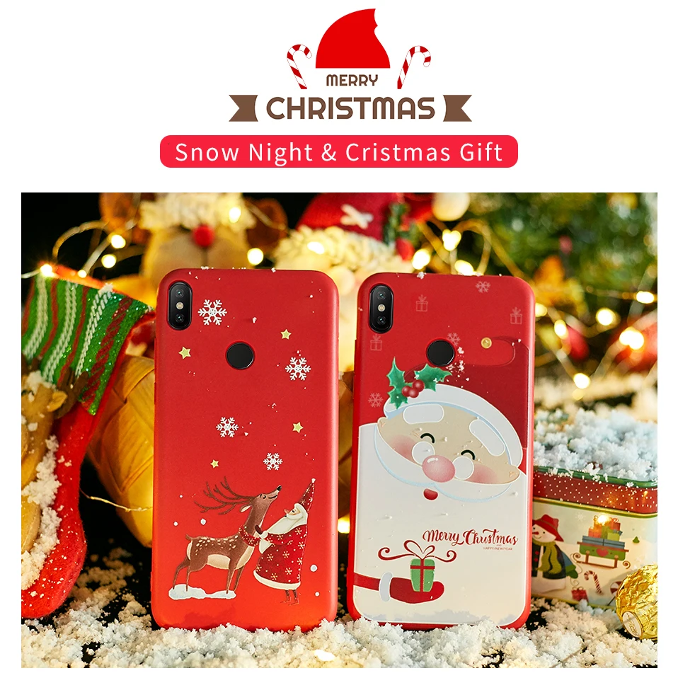 Новогоднее украшение чехол с принтом "Санта Клаус" для спортивной камеры Xiao mi Red mi Примечание 7 5 Чехол Рождественский подарок для Xiaomi mi A1 A2 Lite mi 8-9(США); красные mi 5 Plus