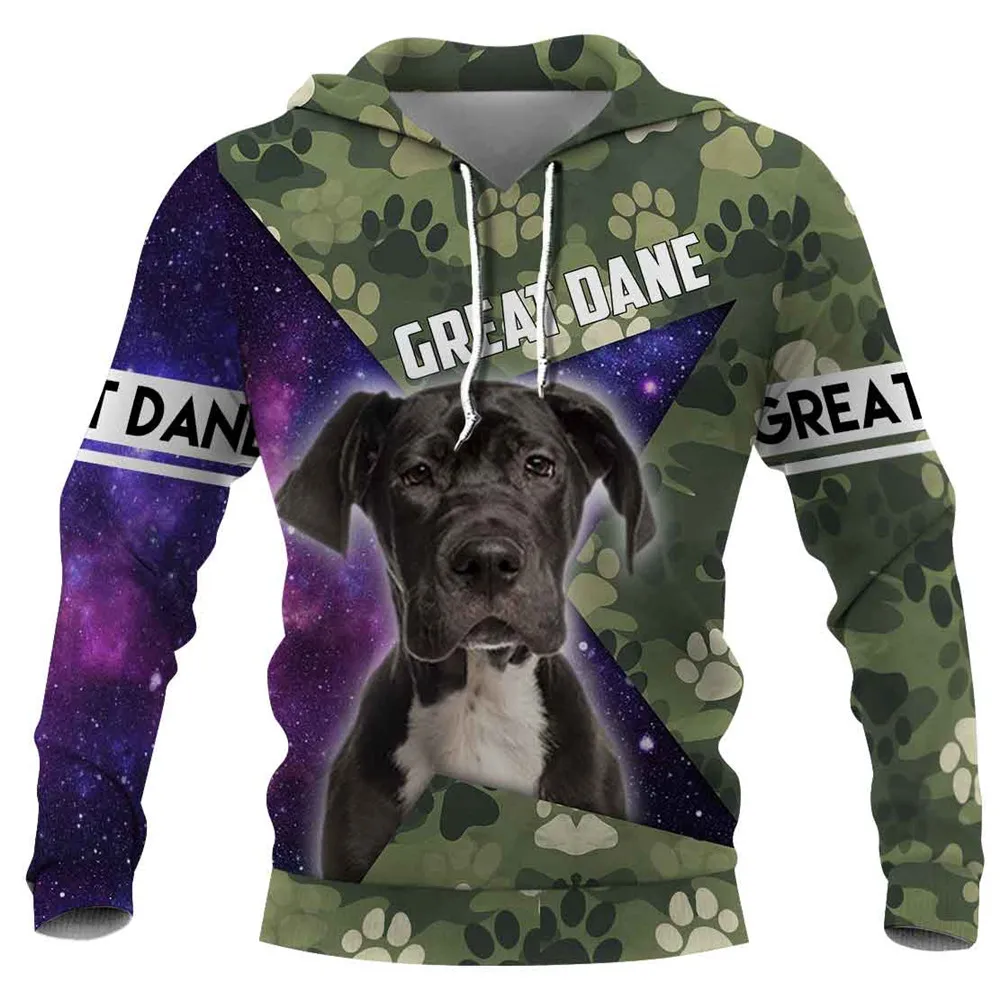 

CLOOCL Great Dane Print Hoodies Starry Sky Camo Animals Men Clothing Women Casual Sweatshirts Pocket Harajuku Streetwears