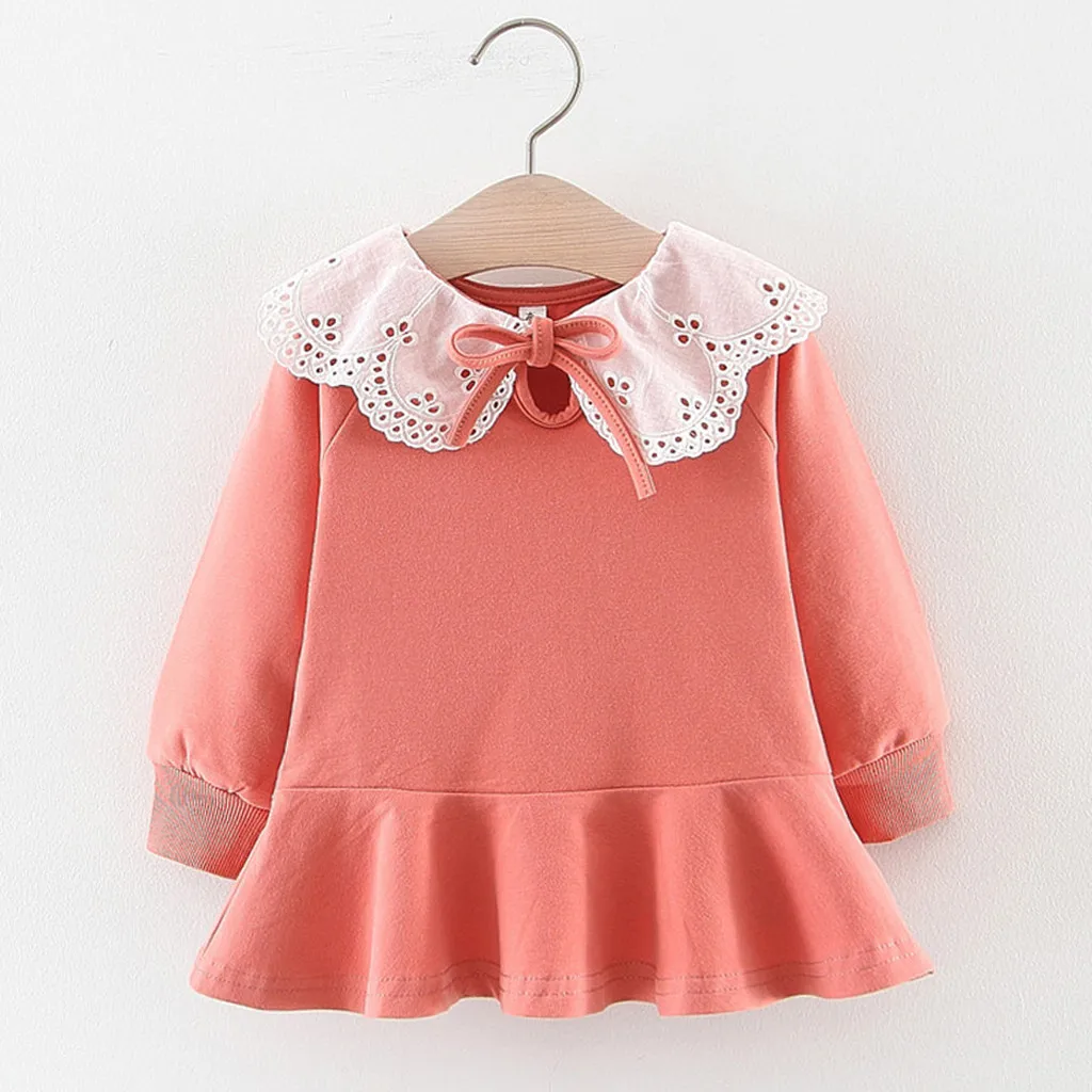 Зимнее платье для девочек одежда с длинными рукавами Повседневные платья рюшами