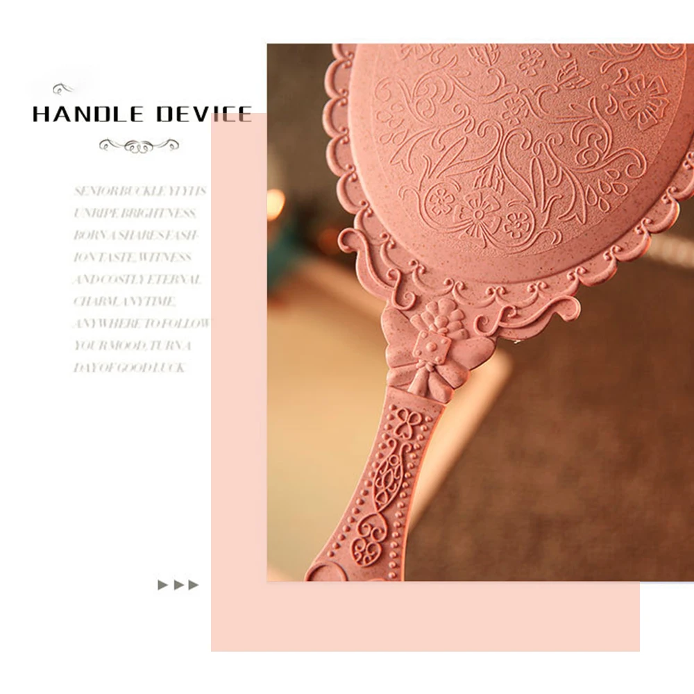 1 шт. мини портативное винтажное зеркало для рук макияжа розовое цветочное