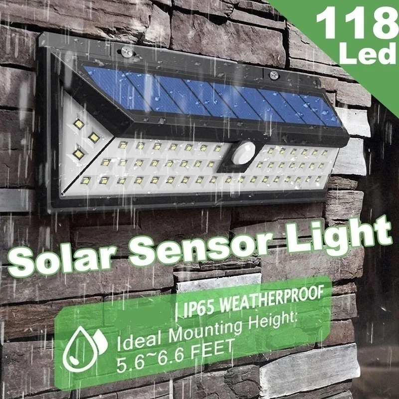 Солнечная лампа 118 светодиодный PIR датчик движения на открытом воздухе IP65