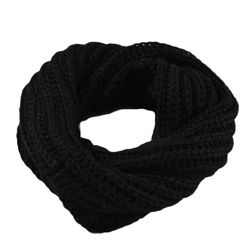 Autumn Winter Boy's Girl's Knitted Circle Wool Scarf Shawl Wrap Warm Collar O Ring Thicken Warmer Snood Scarfs Ladies |