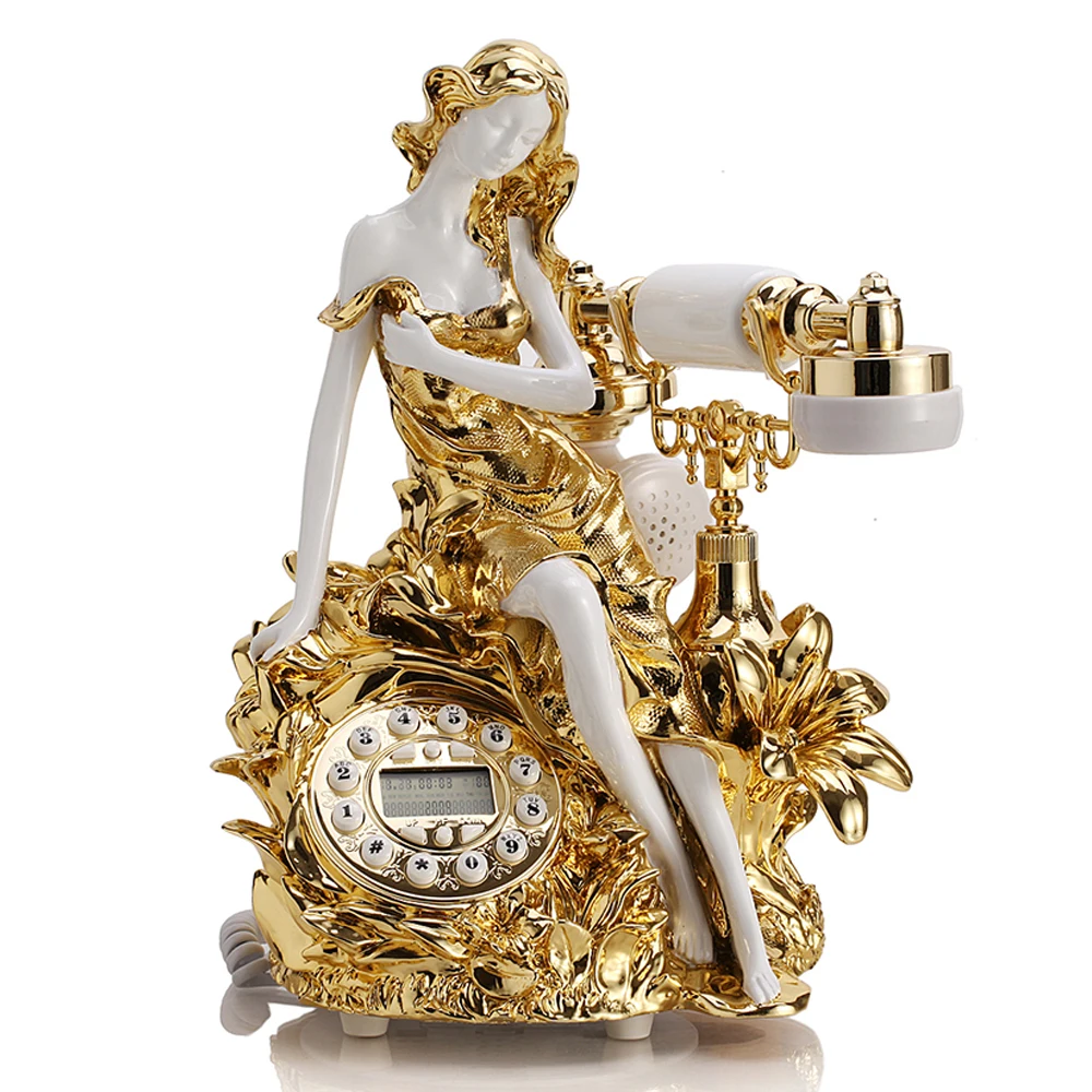 Позолоченный стационарный телефон Pretty Beatuy для девочек домашний офисный декор