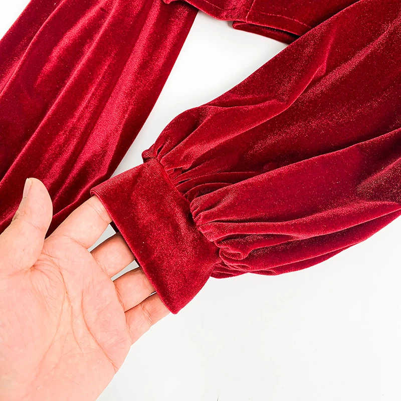 Новый укороченный топ Женская бархатная футболка с квадратным воротником и