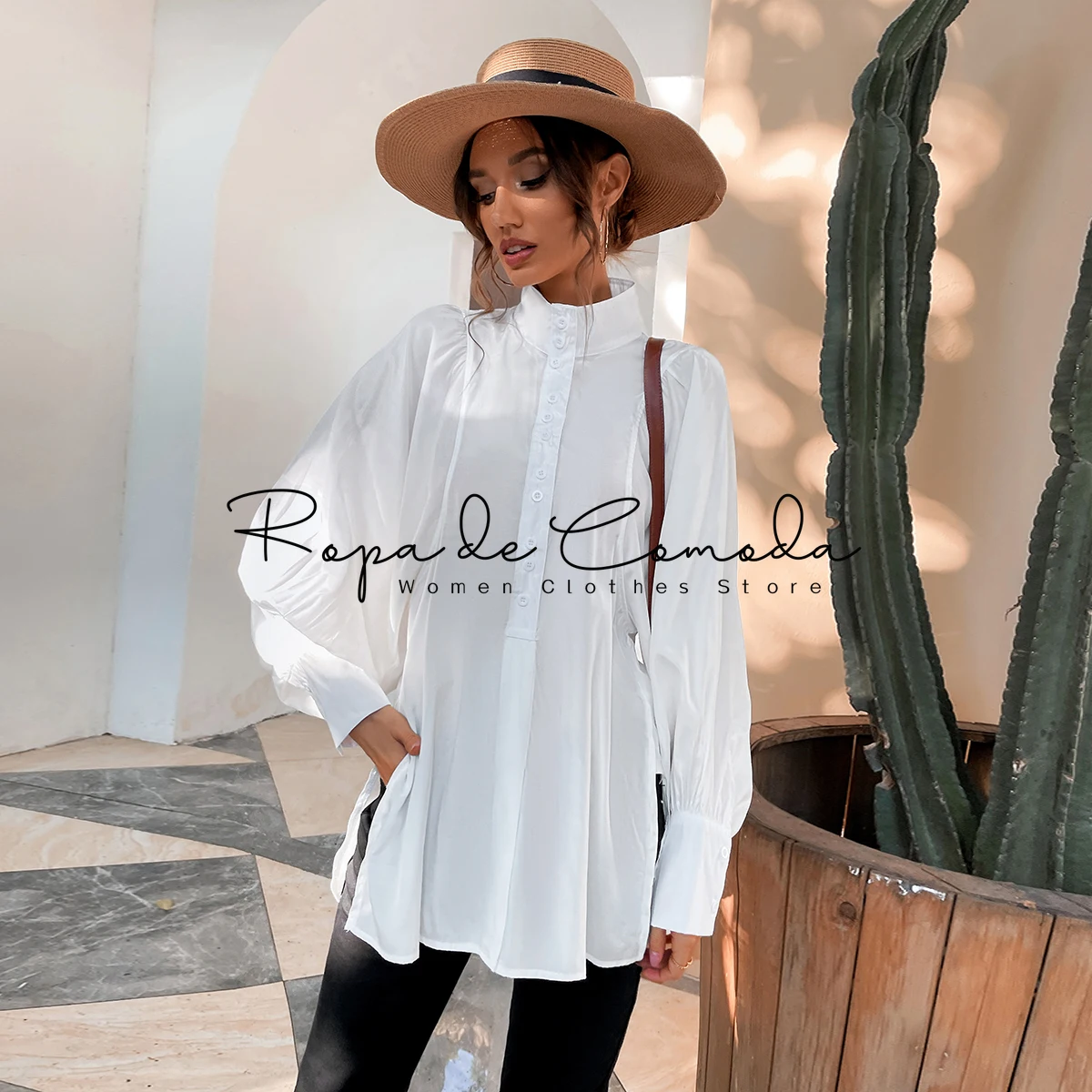 

Женская шифоновая блузка с рукавами-фонариками, свободного покроя