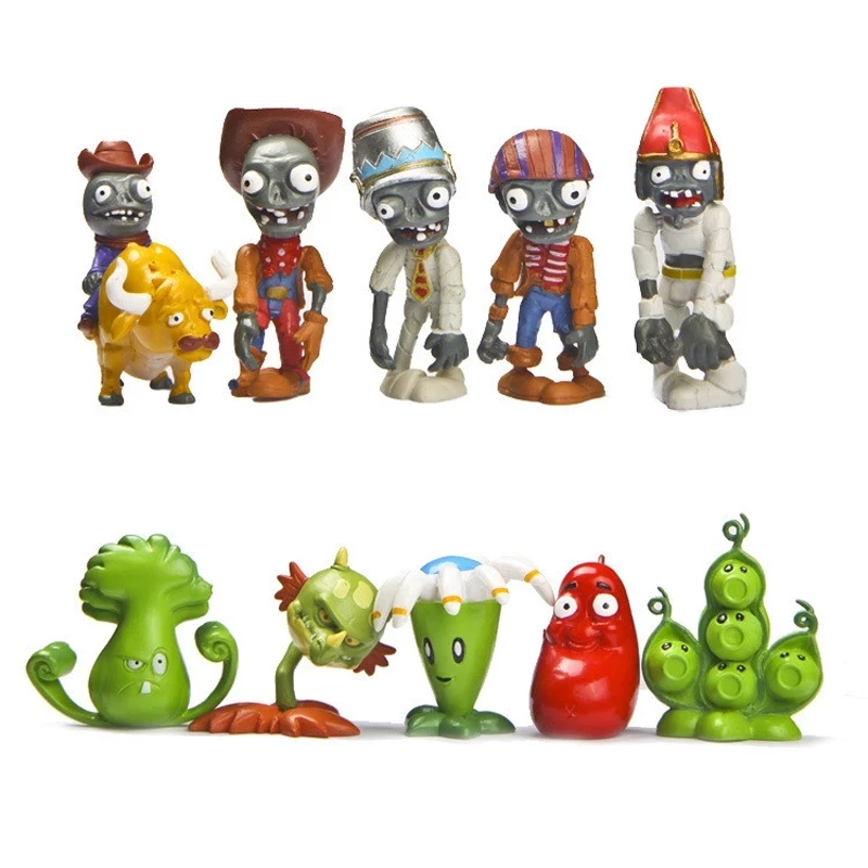

10pcs/lot Plants vs Zombies PVC Action Figures Toys PVZ Bonk Choy Zombie Bull Rider Figure Collection Model Toy Kids Gifts