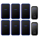 Водонепроницаемый беспроводной дверной звонок 300 м с дистанционным управлением, умный светодиодный ночник, домашний дверной звонок, беспроводные колокольчики, 2 кнопки, 6 приемников