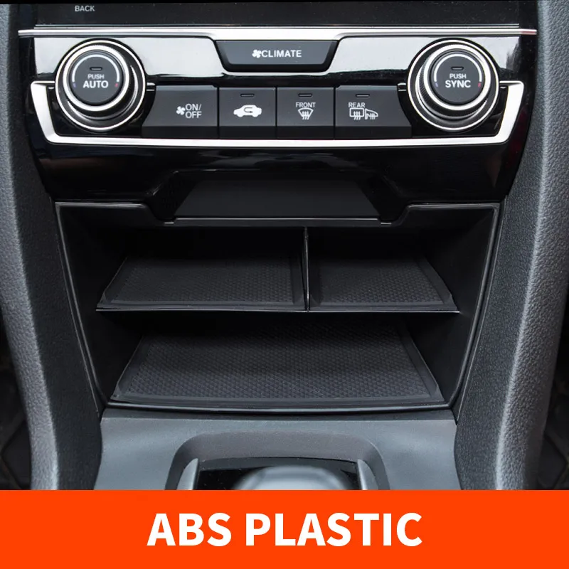 

In-vehicle central control storage box tiered storage box lattice For Honda Civic 10th 2016 2017 2018 2019 Car Accessories