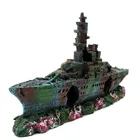 Resin Artificial Fish Tank Sunk Boat Decoration Navy Destroyer Vessel Aquarium Wreck Sunk Ship Ornament Hiding Shelter For Fish