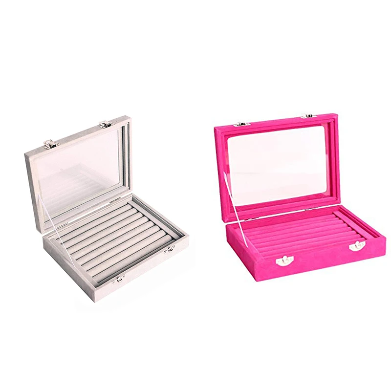 Шкатулка для ювелирных изделий Органайзер 8 сеток со стеклянной витриной