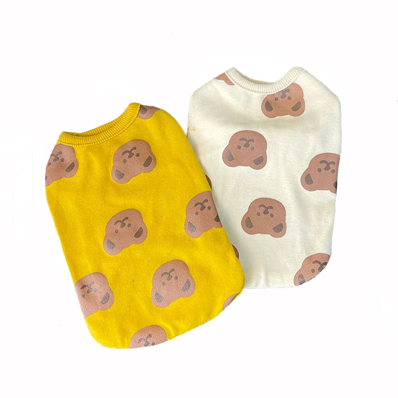 

Майка с принтом Мишки Тедди Летняя Одежда для питомцев, хлопковая майка для кошек, футболка для собак маленьких и средних пород, французский...