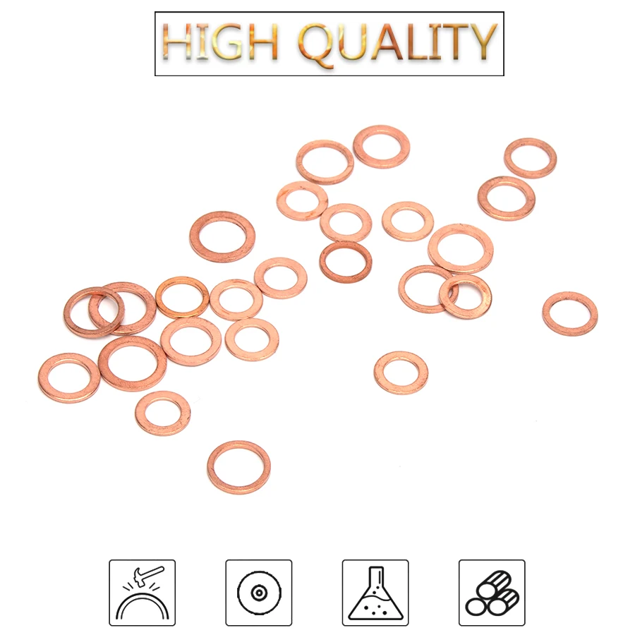 M5 M6 M8 M10 M12 M14 M16 M18 M20 M22 M24 M27 M30 M33 Red Copper Brass Flat Gasket Crush Sealing Washer Seal Ring | Спорт и