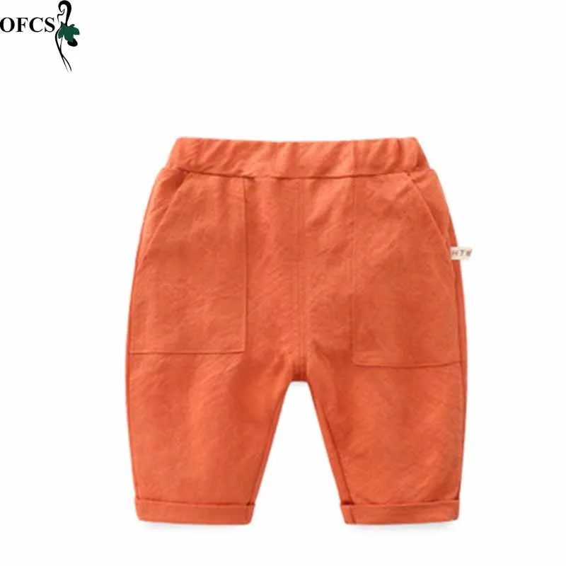 Пляжные шорты для мальчиков младенцев повседневные однотонные хлопковые