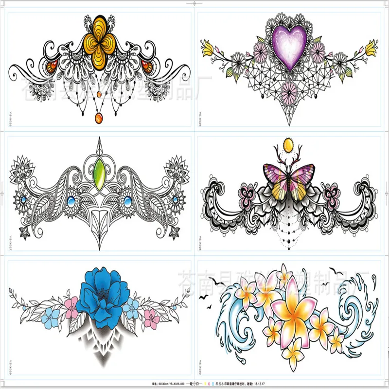 Модный Цветной стикер татуировки для женщин боди грудь Арт временная татуировка