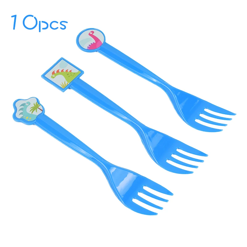 10pcs fork Мотив динозавра вечерние милый бумажный мешок подарка Беби Шауэр детский реквизит Динозавр для вечеринки детская джунгли украшения на день рождения - Цвет: 10pcs fork