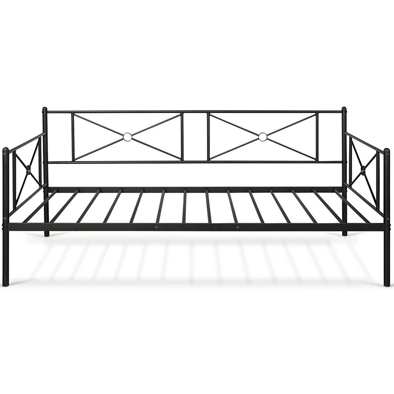 

Metal Daybed Twin Bed Frame Heavy Duty Stable Steel Slats Sofa Bed Multifunctional Space Saving Design Victorian Daybed Frame
