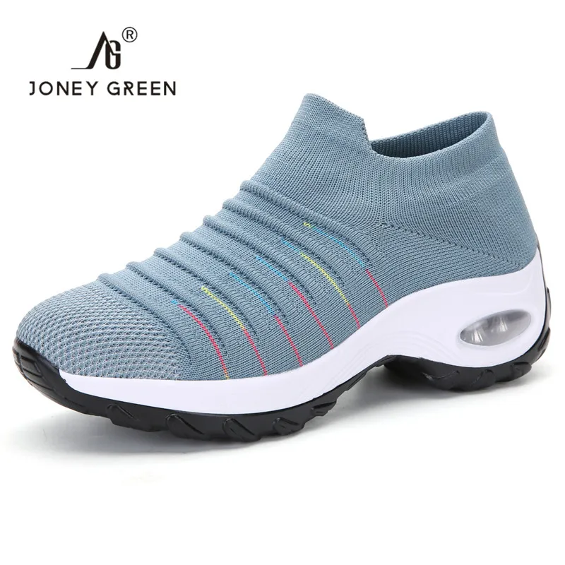 

Кроссовки-носки женские, дышащие, на платформе, повседневная спортивная обувь для бега, на шнуровке, для прогулок, 2021