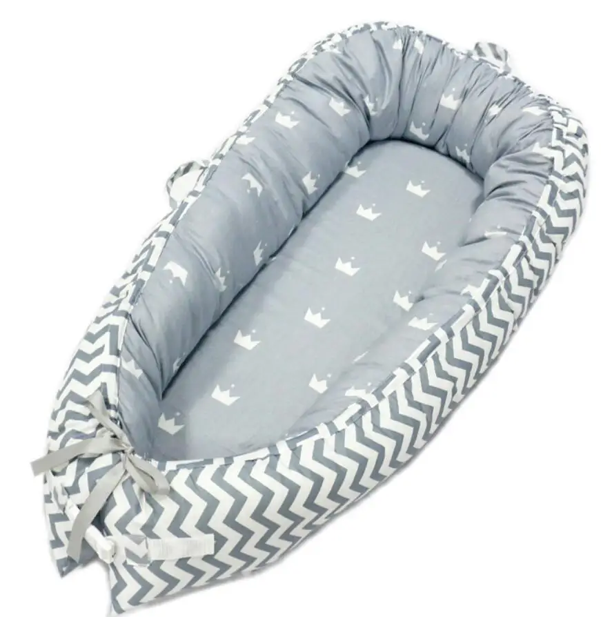 Детская переносная кроватка с принтом короны Хлопковая Колыбель для