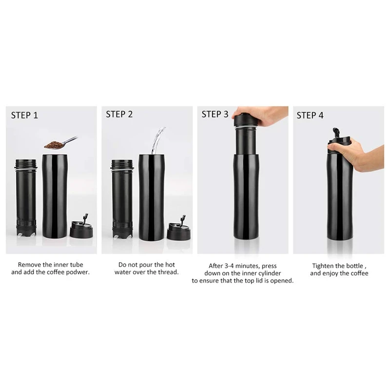 Original Portable French Press Coffee Maker Vacuum Insulated Travel Mug Premium Stainless Steel Hot And Cold Brew Great For Comm | Дом и сад