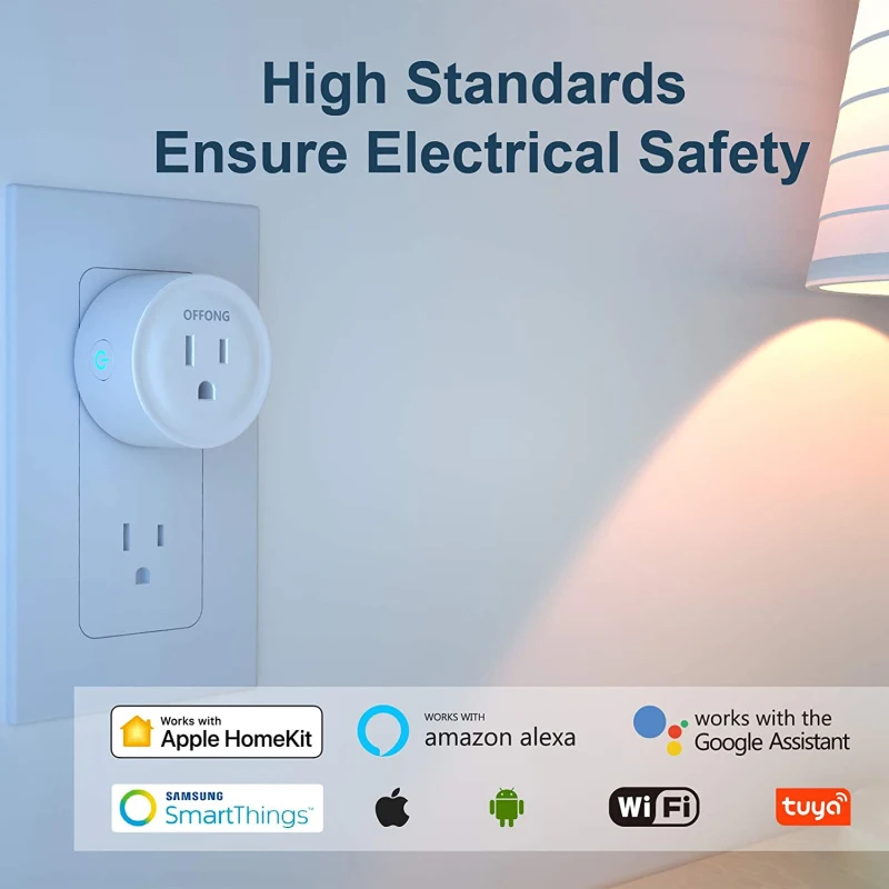 

10A Wifi Smart Plug Voice Control Timer Setting Socket APP Remote Control Work With Alexa & Google Controlled Socket For HomeKit