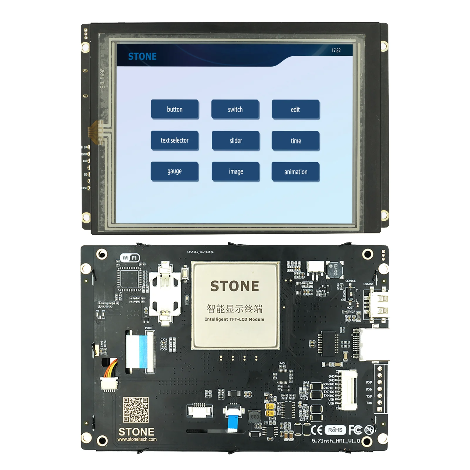 HMI Graphic LCD Display Module with Touch Screen + Controller Board + RS232 TTL Serial Port