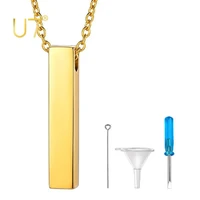 u7 simple bar necklace hold urn ashes gold link chain vertical bar keepsake cremation jewelry for human pet memorials