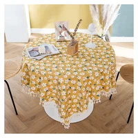 Rustic Floral Printed Tablecloth Polyester Full Size Table Cover With Tassel Dining Desk Decoration Restaurant Home Decor