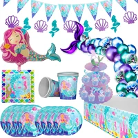 mermaid party table decor little mermaid decoration mermaid tail number balloon under the sea girl 1 2 3 birthday party supplies