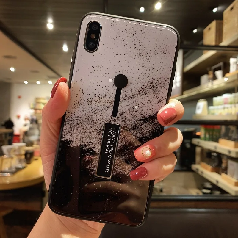 Чехол для Iphone 7 X XR 8 6S XS 6 Роскошная простая картина из песка стиль петля кольцо