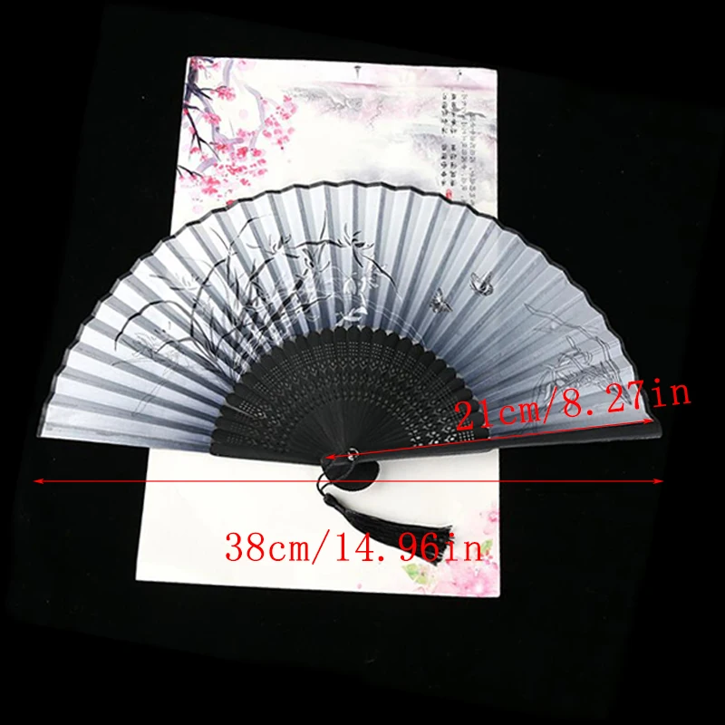

1Pcs Vintage Silk Folding Fan Retro Chinese Japanese Bamboo Folding Fan Dance Hand Fan Home Decoration Ornaments Craft Gift