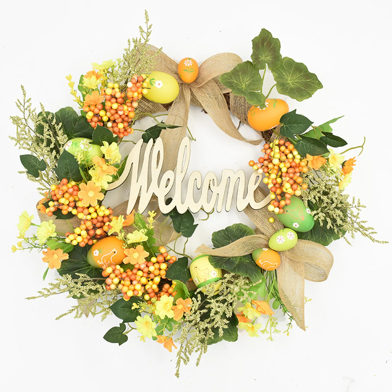 

Easter Wreath Home Decoration Handmade Artificial For Kids Family Hang Dia 30-45cm Foam Linen Spring Festival Ornaments